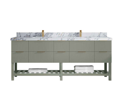 Catalina 84 in W x 22 in D Free Standing Reeded Double Sink Bathroom Vanity - Willow Bath and Vanity
