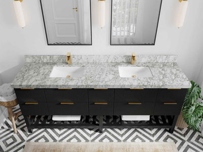 Catalina 84 in W x 22 in D Free Standing Reeded Double Sink Bathroom Vanity - Willow Bath and Vanity