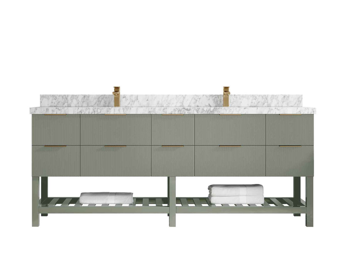 Catalina 84 in W x 22 in D Free Standing Reeded Double Sink Bathroom Vanity - Willow Bath and Vanity