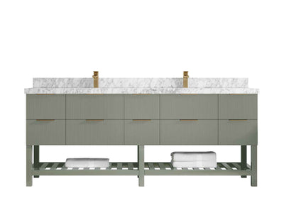 Catalina 84 in W x 22 in D Free Standing Reeded Double Sink Bathroom Vanity - Willow Bath and Vanity
