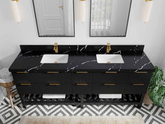 Catalina 84 in W x 22 in D Free Standing Reeded Double Sink Bathroom Vanity - photo 8