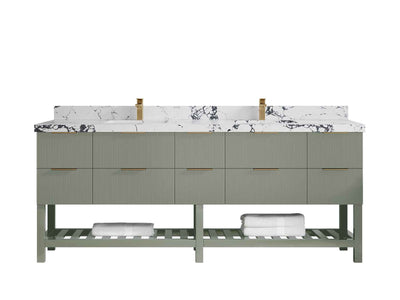 Catalina 84 in W x 22 in D Free Standing Reeded Double Sink Bathroom Vanity - Willow Bath and Vanity