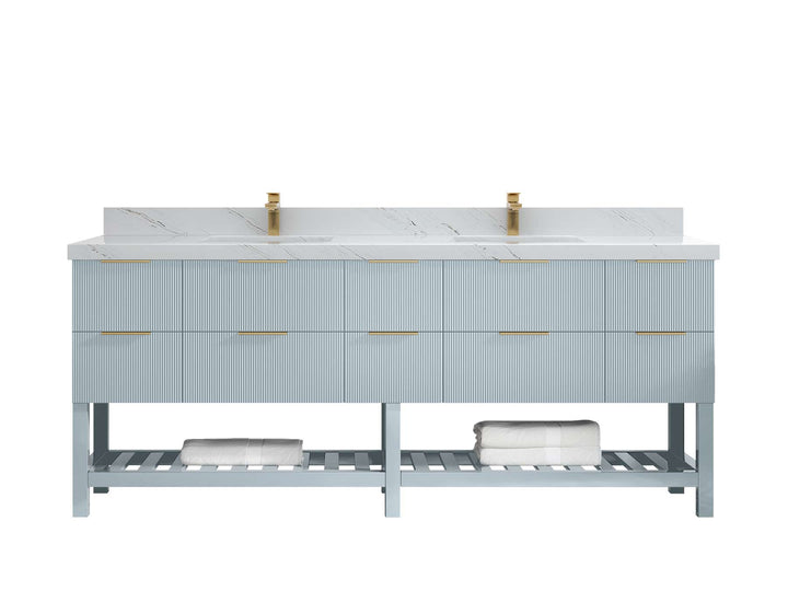 Catalina 84 in W x 22 in D Free Standing Reeded Double Sink Bathroom Vanity - photo 30