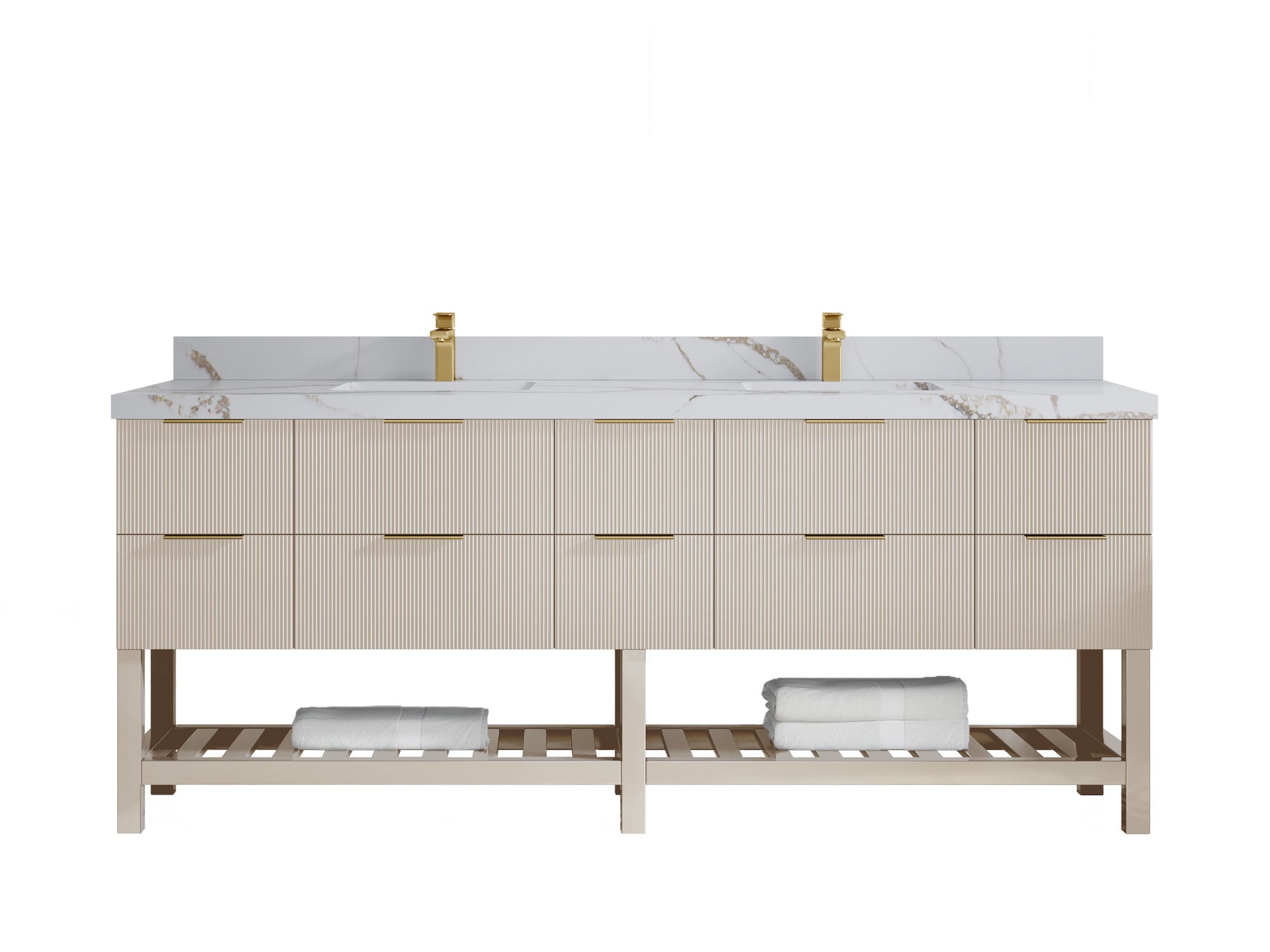 Catalina 84 in W x 22 in D Free Standing Reeded Double Sink Bathroom Vanity - Willow Bath and Vanity