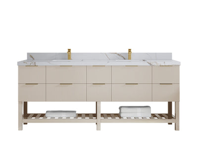 Catalina 84 in W x 22 in D Free Standing Reeded Double Sink Bathroom Vanity - Willow Bath and Vanity