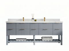 Catalina 84 in W x 22 in D Free Standing Reeded Double Sink Bathroom Vanity - photo 1