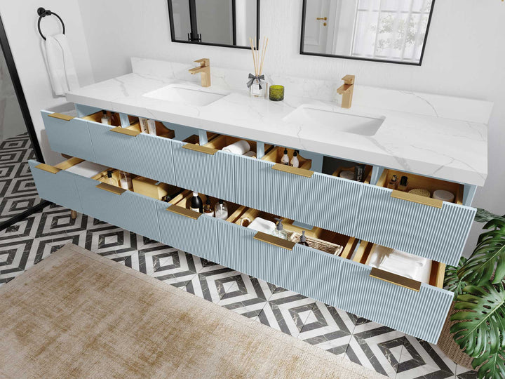 Catalina 84 in W x 22 in D Free Standing Reeded Double Sink Bathroom Vanity - photo 3