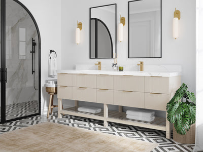 Catalina 84 in W x 22 in D Free Standing Reeded Double Sink Bathroom Vanity - Willow Bath and Vanity