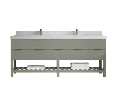 Catalina 84 in W x 22 in D Free Standing Reeded Double Sink Bathroom Vanity - Willow Bath and Vanity