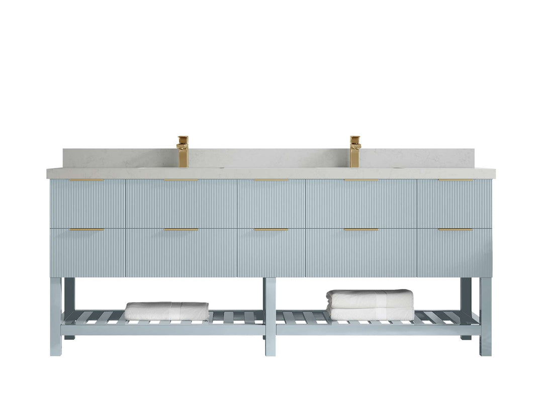 Catalina 84 in W x 22 in D Free Standing Reeded Double Sink Bathroom Vanity - Willow Bath and Vanity