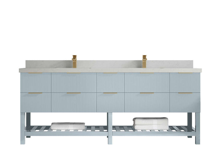 Catalina 84 in W x 22 in D Free Standing Reeded Double Sink Bathroom Vanity - photo 12