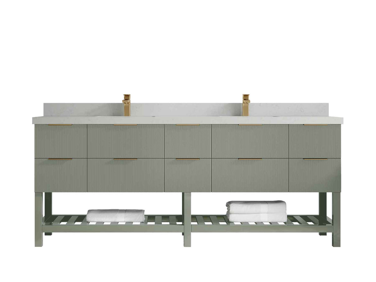 Catalina 84 in W x 22 in D Free Standing Reeded Double Sink Bathroom Vanity - Willow Bath and Vanity