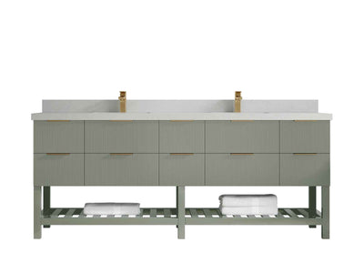 Catalina 84 in W x 22 in D Free Standing Reeded Double Sink Bathroom Vanity - Willow Bath and Vanity