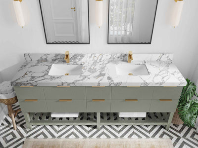 Catalina 84 in W x 22 in D Free Standing Reeded Double Sink Bathroom Vanity - Willow Bath and Vanity