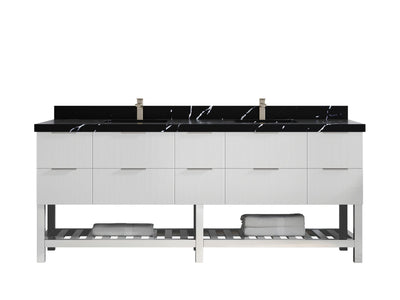 Catalina 84 in W x 22 in D Free Standing Reeded Double Sink Bathroom Vanity - Willow Bath and Vanity