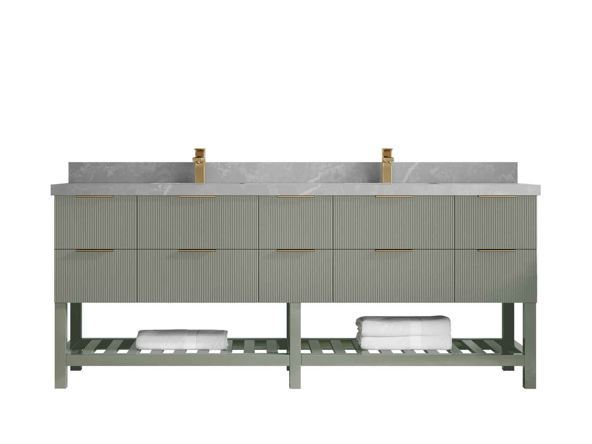 Catalina 84 in W x 22 in D Free Standing Reeded Double Sink Bathroom Vanity - Willow Bath and Vanity