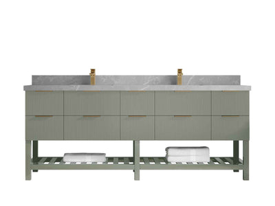 Catalina 84 in W x 22 in D Free Standing Reeded Double Sink Bathroom Vanity - Willow Bath and Vanity