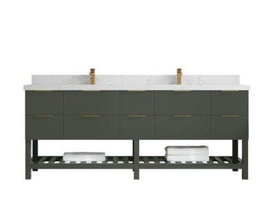Catalina 84 in W x 22 in D Free Standing Reeded Double Sink Bathroom Vanity - Willow Bath and Vanity