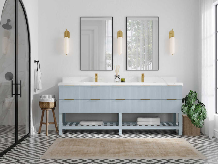 Catalina 84 in W x 22 in D Free Standing Reeded Double Sink Bathroom Vanity - photo 4