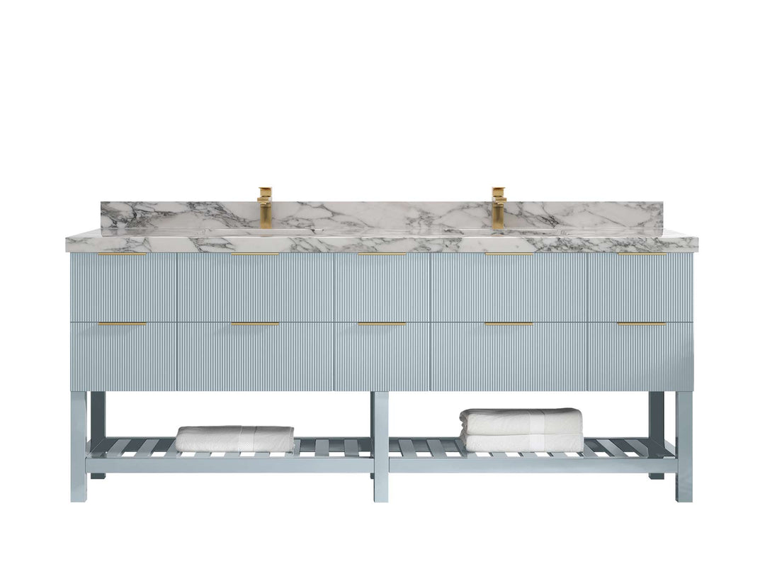 Catalina 84 in W x 22 in D Free Standing Reeded Double Sink Bathroom Vanity - Willow Bath and Vanity