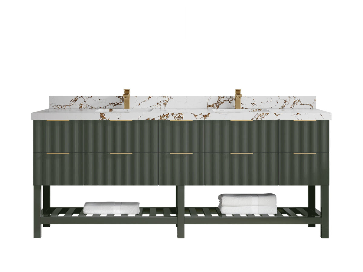 Catalina 84 in W x 22 in D Free Standing Reeded Double Sink Bathroom Vanity - Willow Bath and Vanity