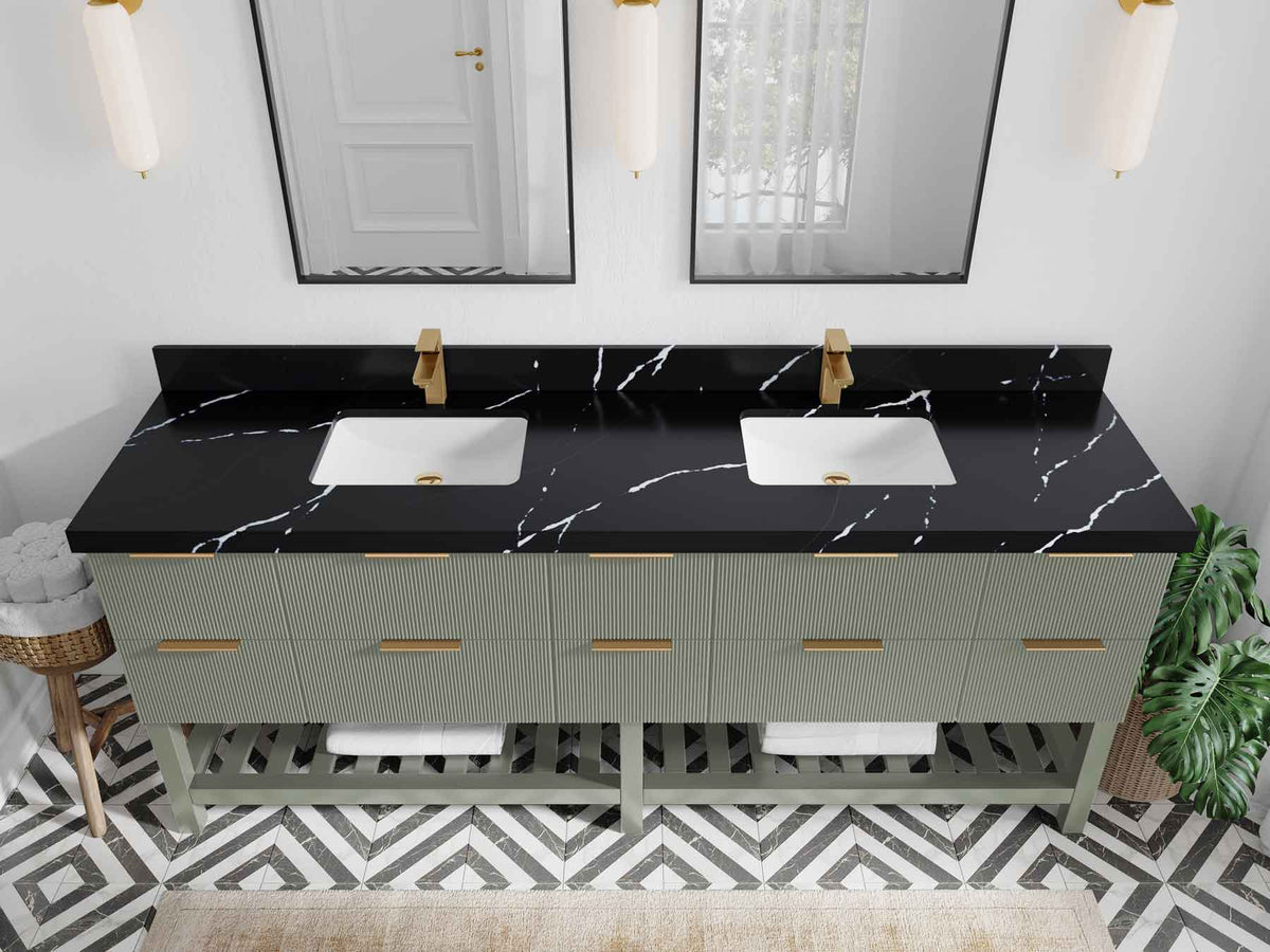 Catalina 84 in W x 22 in D Free Standing Reeded Double Sink Bathroom Vanity - Willow Bath and Vanity