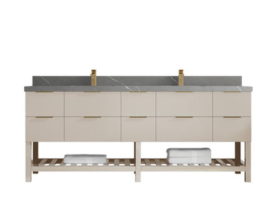 Catalina 84 in W x 22 in D Free Standing Reeded Double Sink Bathroom Vanity - Willow Bath and Vanity