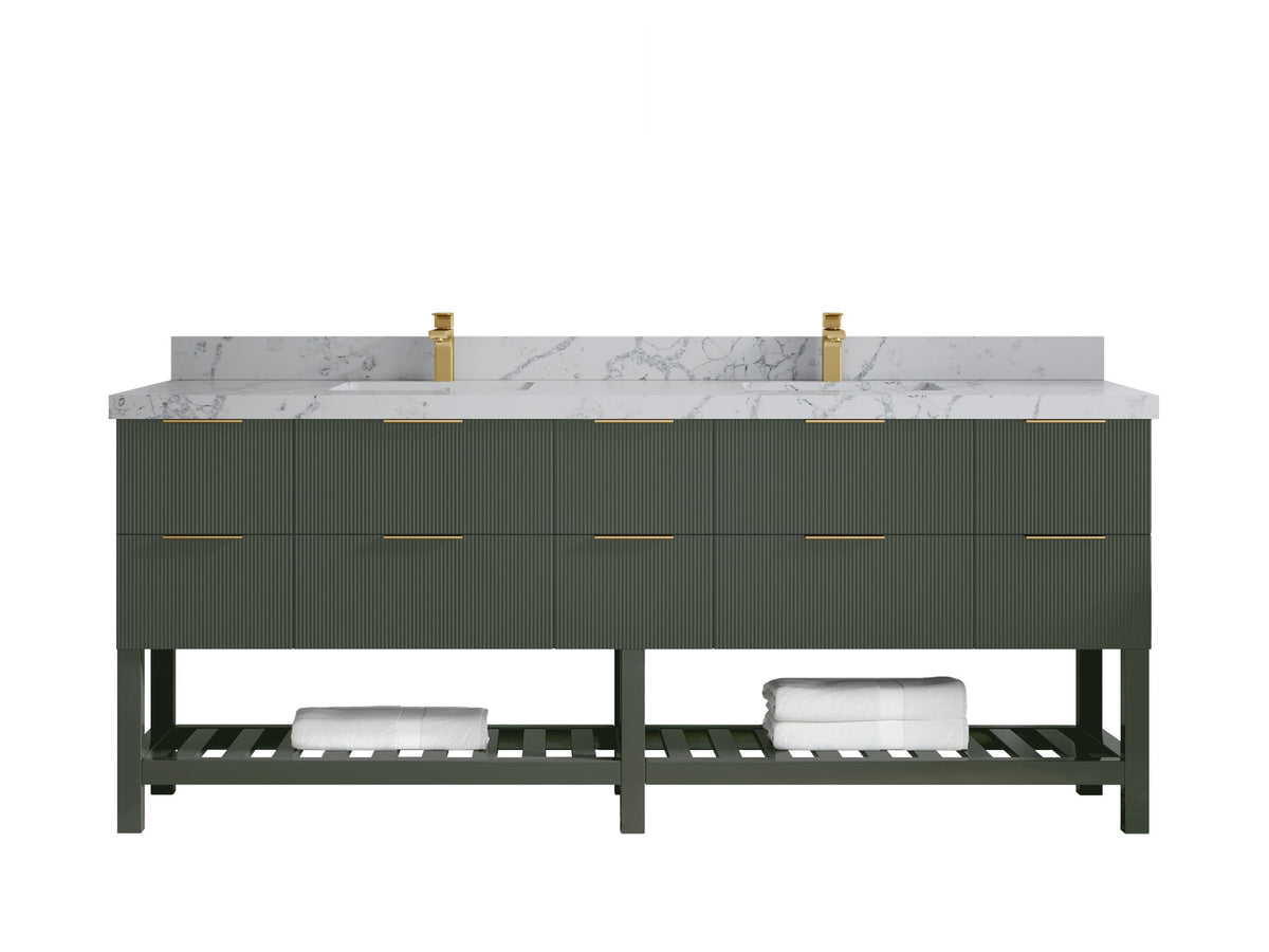 Catalina 84 in W x 22 in D Free Standing Reeded Double Sink Bathroom Vanity - Willow Bath and Vanity