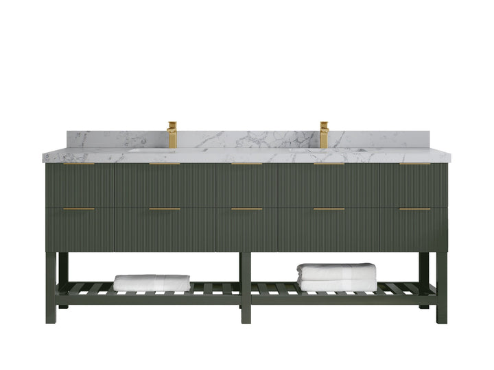 Catalina 84 in W x 22 in D Free Standing Reeded Double Sink Bathroom Vanity - photo 41