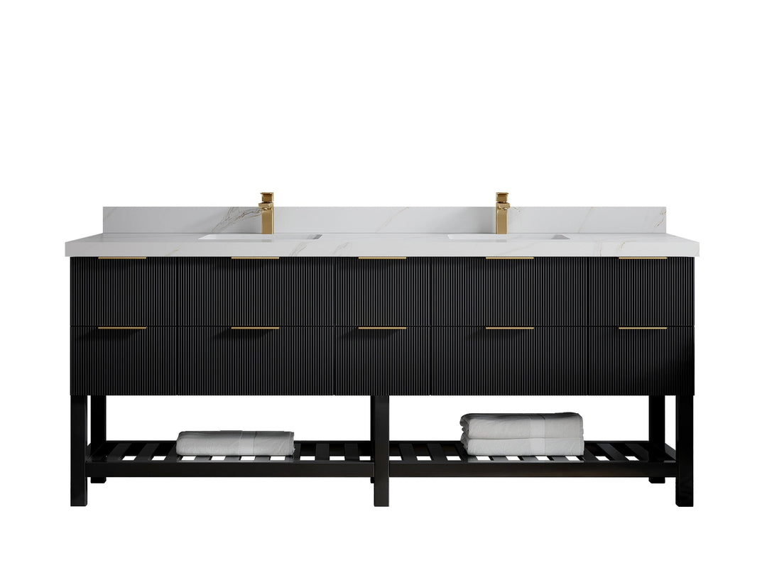 Catalina 84 in W x 22 in D Free Standing Reeded Double Sink Bathroom Vanity - Willow Bath and Vanity