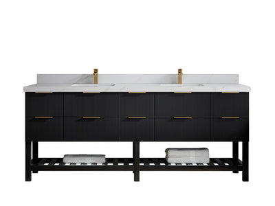 Catalina 84 in W x 22 in D Free Standing Reeded Double Sink Bathroom Vanity - Willow Bath and Vanity