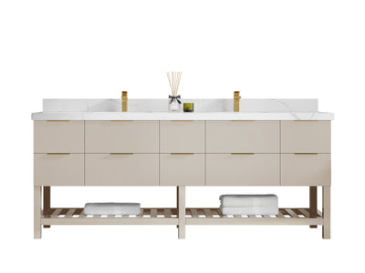 Catalina 84 in W x 22 in D Free Standing Reeded Double Sink Bathroom Vanity - Willow Bath and Vanity