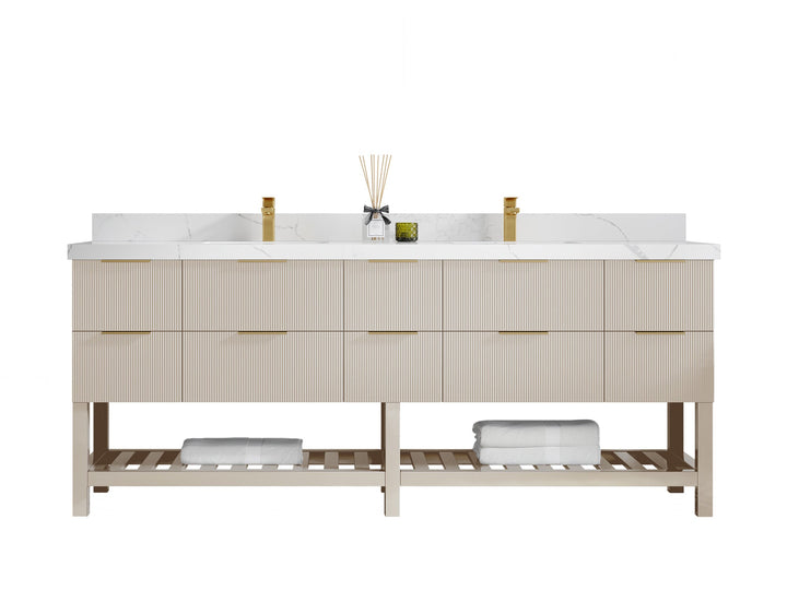 Catalina 84 in W x 22 in D Free Standing Reeded Double Sink Bathroom Vanity - photo 1