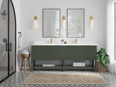 Catalina 84 in W x 22 in D Free Standing Reeded Double Sink Bathroom Vanity - Willow Bath and Vanity