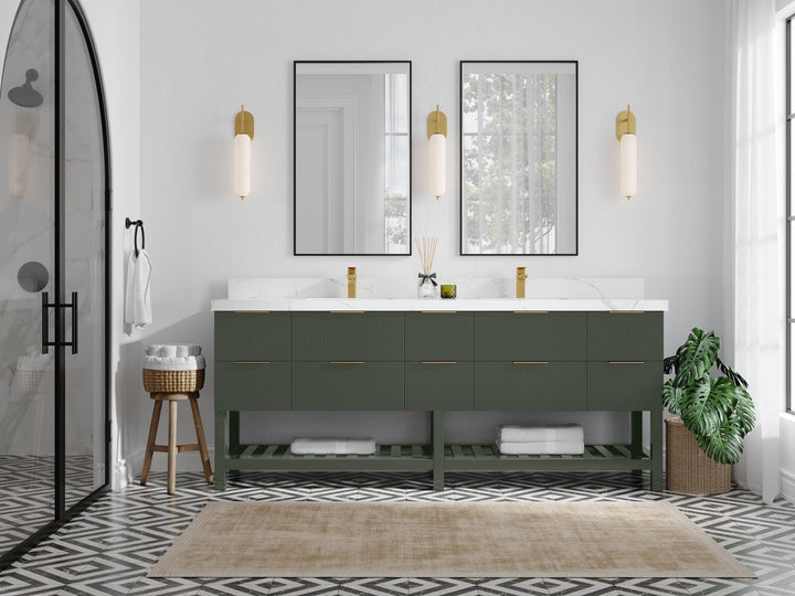 Catalina 84 in W x 22 in D Free Standing Reeded Double Sink Bathroom Vanity - photo 4