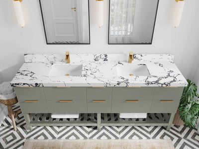 Catalina 84 in W x 22 in D Free Standing Reeded Double Sink Bathroom Vanity - Willow Bath and Vanity
