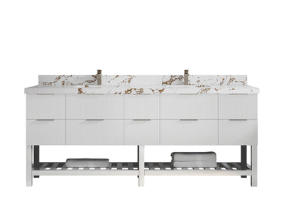 Catalina 84 in W x 22 in D Free Standing Reeded Double Sink Bathroom Vanity - Willow Bath and Vanity