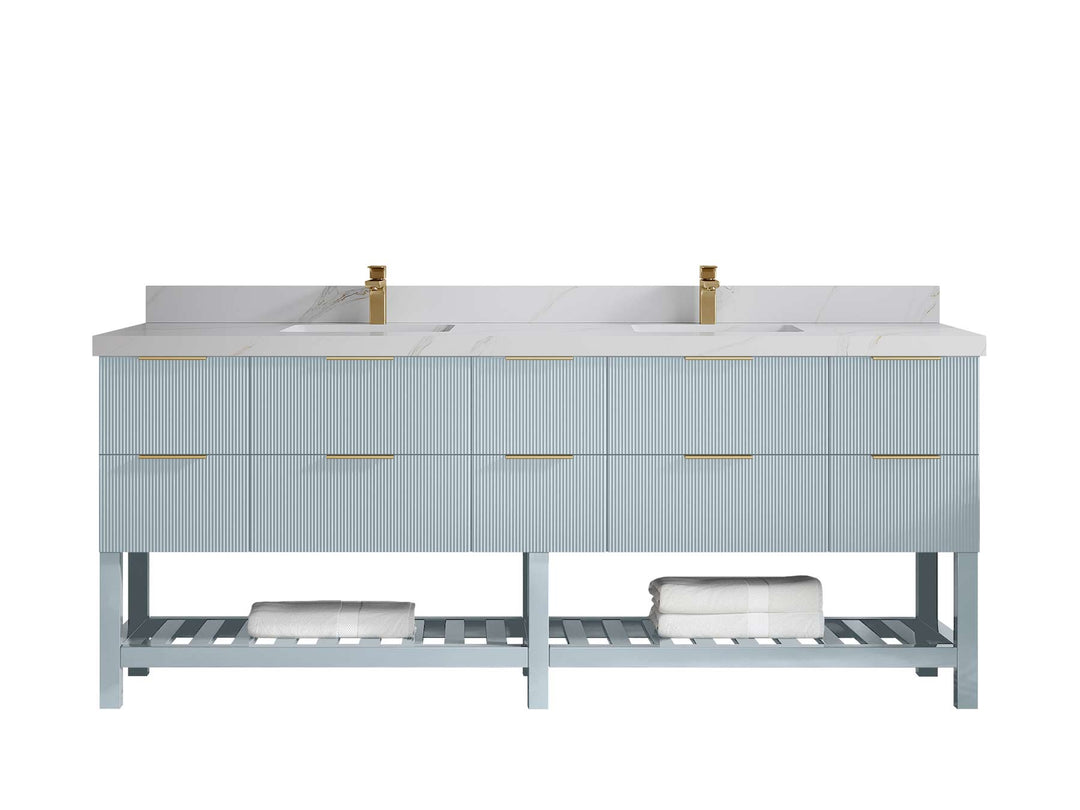 Catalina 84 in W x 22 in D Free Standing Reeded Double Sink Bathroom Vanity - Willow Bath and Vanity