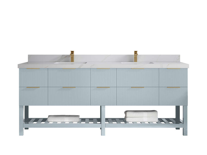Catalina 84 in W x 22 in D Free Standing Reeded Double Sink Bathroom Vanity - photo 24