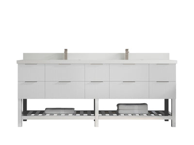 Catalina 84 in W x 22 in D Free Standing Reeded Double Sink Bathroom Vanity - Willow Bath and Vanity