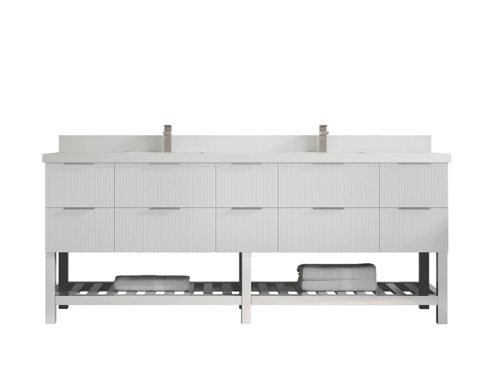 Catalina 84 in W x 22 in D Free Standing Reeded Double Sink Bathroom Vanity - photo 37