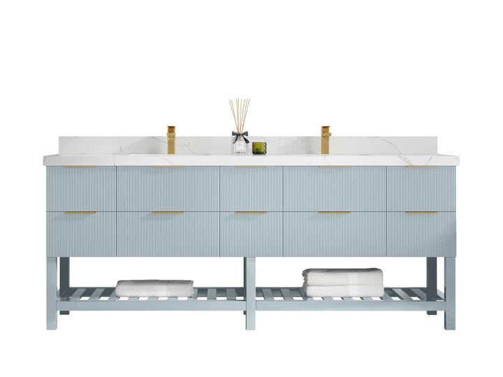 Catalina 84 in W x 22 in D Free Standing Reeded Double Sink Bathroom Vanity - photo 1