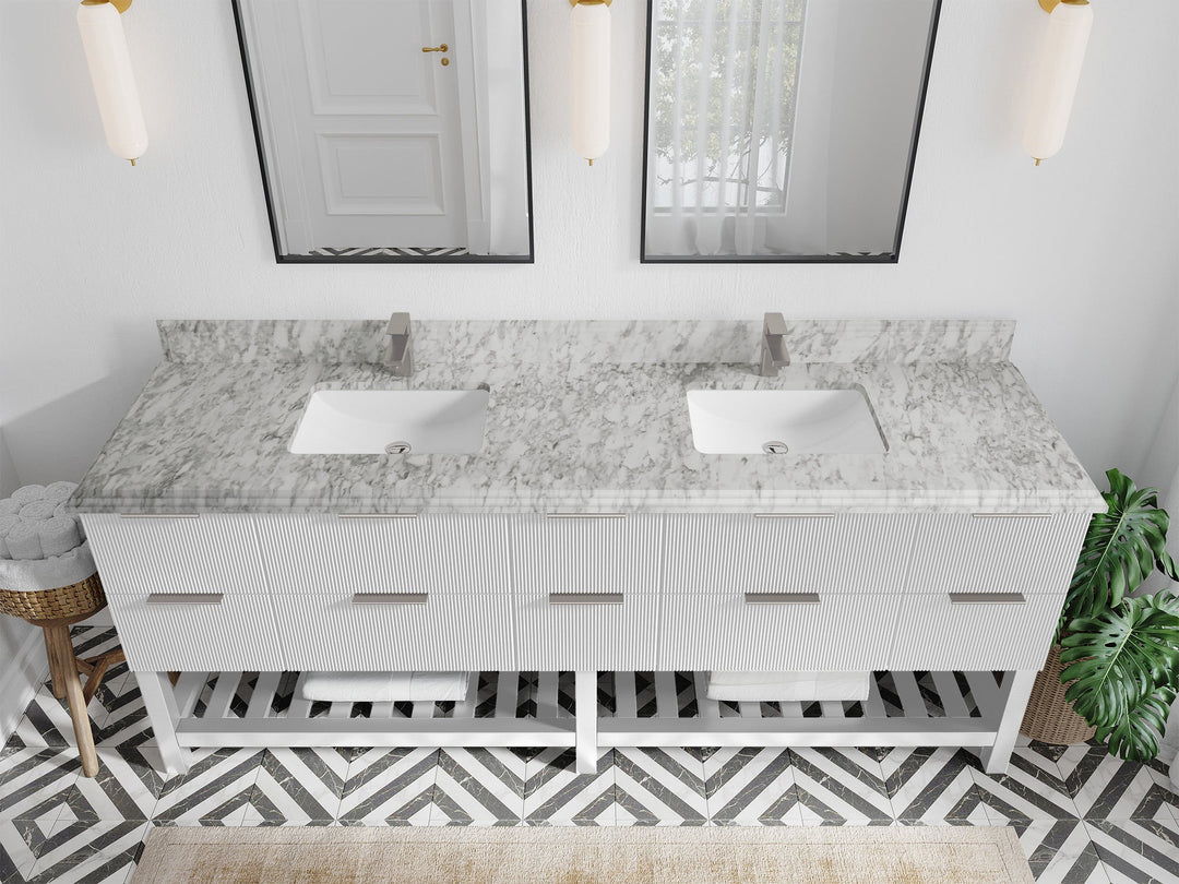 Catalina 84 in W x 22 in D Free Standing Reeded Double Sink Bathroom Vanity - Willow Bath and Vanity