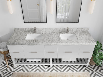 Catalina 84 in W x 22 in D Free Standing Reeded Double Sink Bathroom Vanity - Willow Bath and Vanity