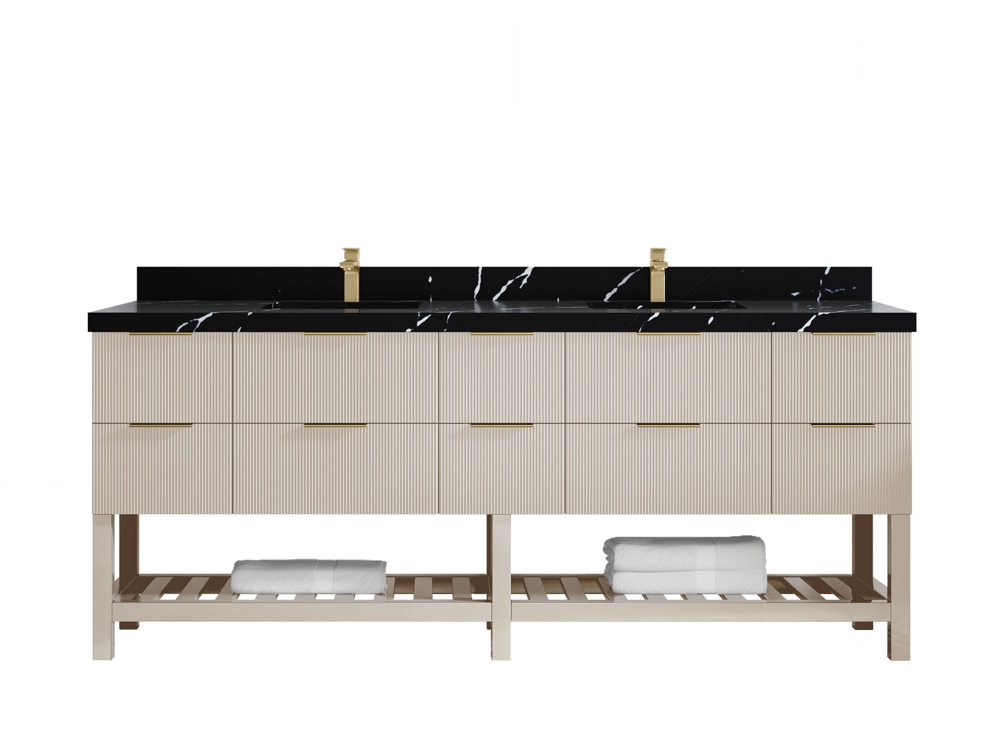 Catalina 84 in W x 22 in D Free Standing Reeded Double Sink Bathroom Vanity - Willow Bath and Vanity