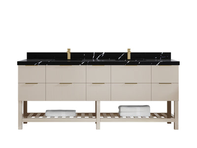 Catalina 84 in W x 22 in D Free Standing Reeded Double Sink Bathroom Vanity - Willow Bath and Vanity