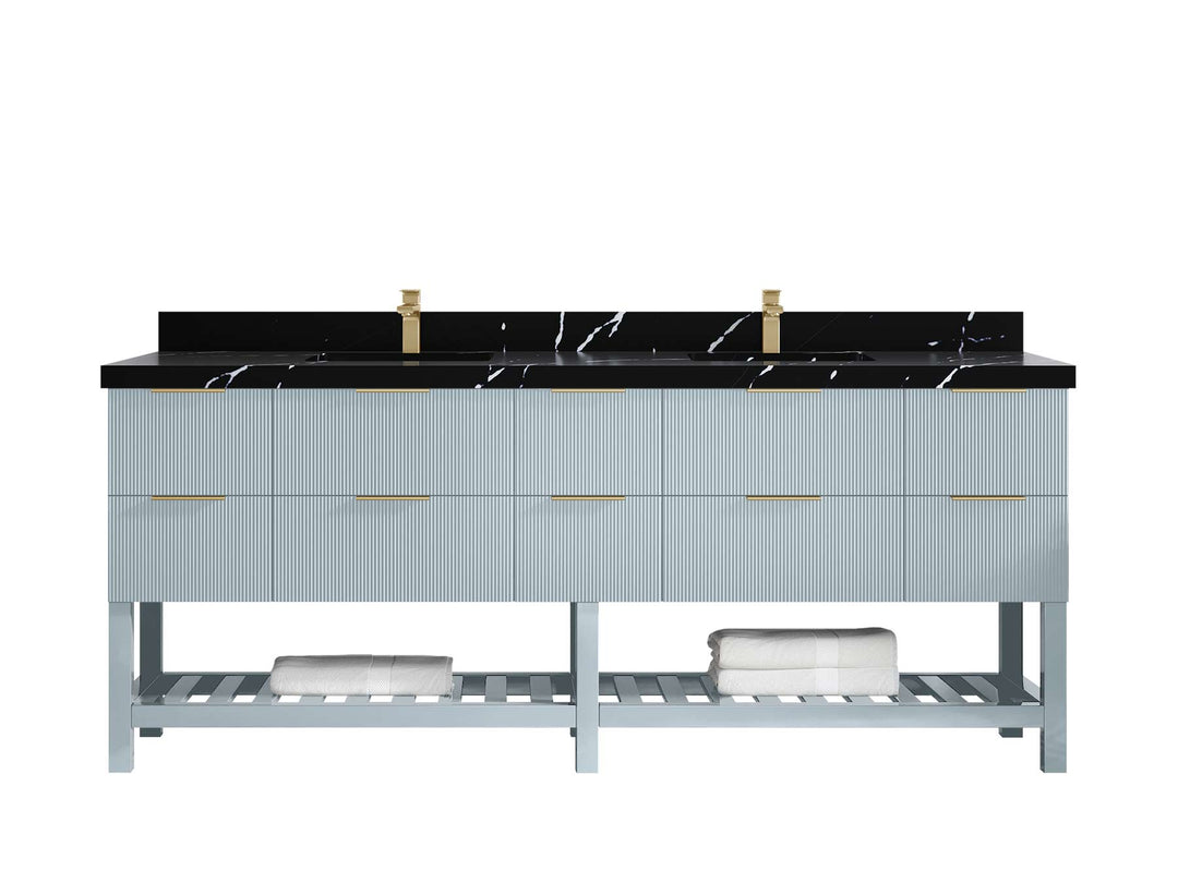 Catalina 84 in W x 22 in D Free Standing Reeded Double Sink Bathroom Vanity - Willow Bath and Vanity