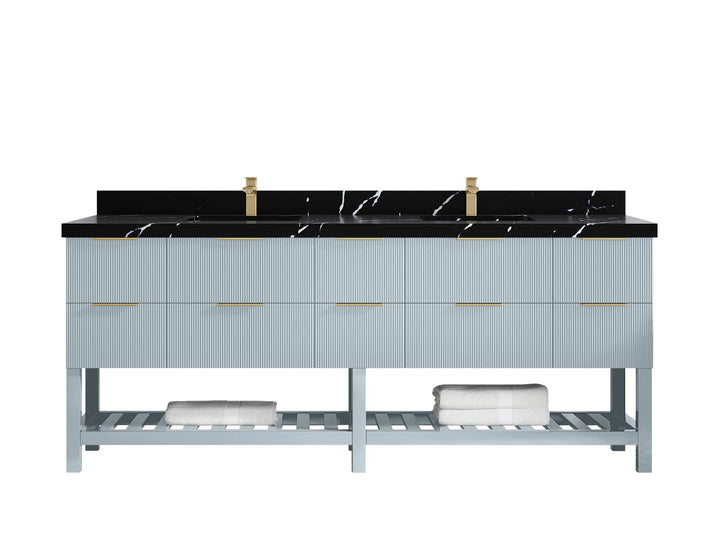 Catalina 84 in W x 22 in D Free Standing Reeded Double Sink Bathroom Vanity - photo 14