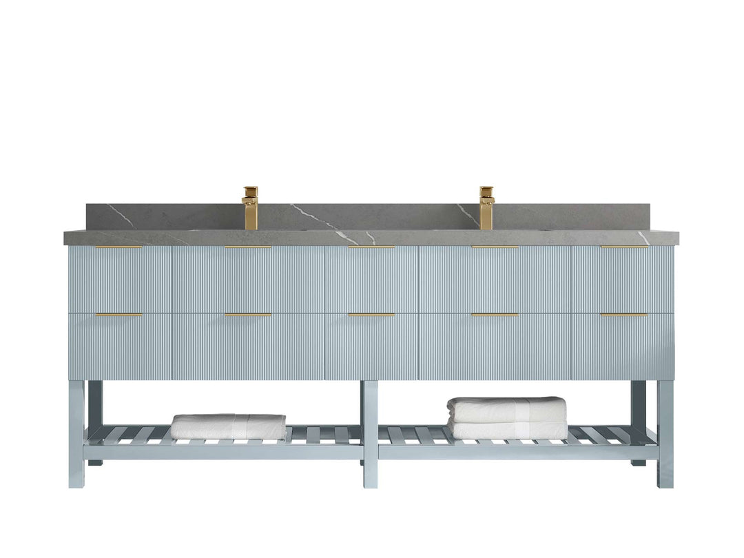 Catalina 84 in W x 22 in D Free Standing Reeded Double Sink Bathroom Vanity - Willow Bath and Vanity