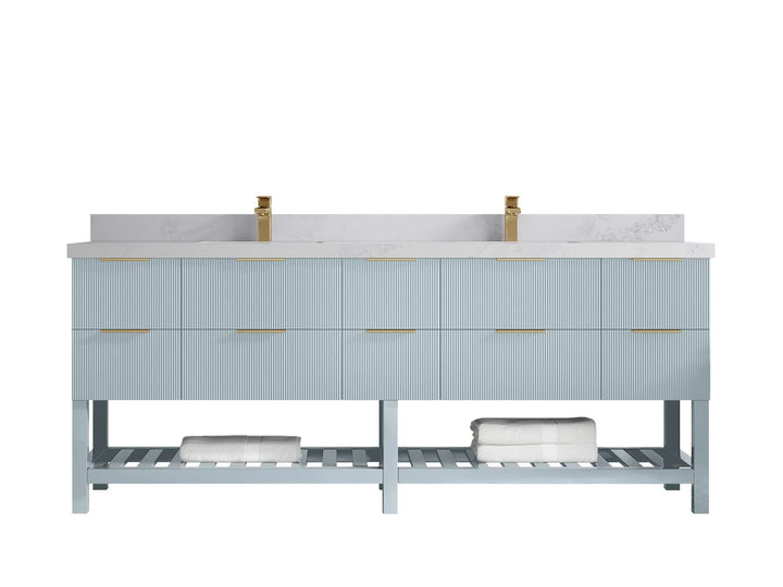 Catalina 84 in W x 22 in D Free Standing Reeded Double Sink Bathroom Vanity - photo 20